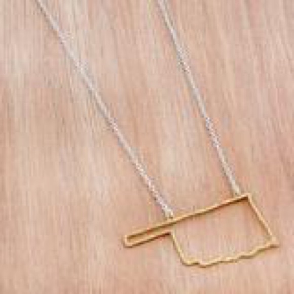 "Sooner Pride" Two-Tone Oklahoma Outline Necklace - Picture 1 of 1